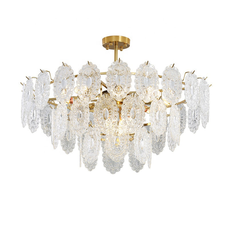 Tiered Crystal LED Chandelier in Brass