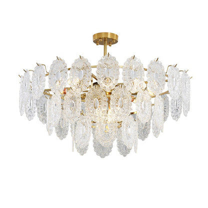 Tiered Crystal LED Chandelier in Brass