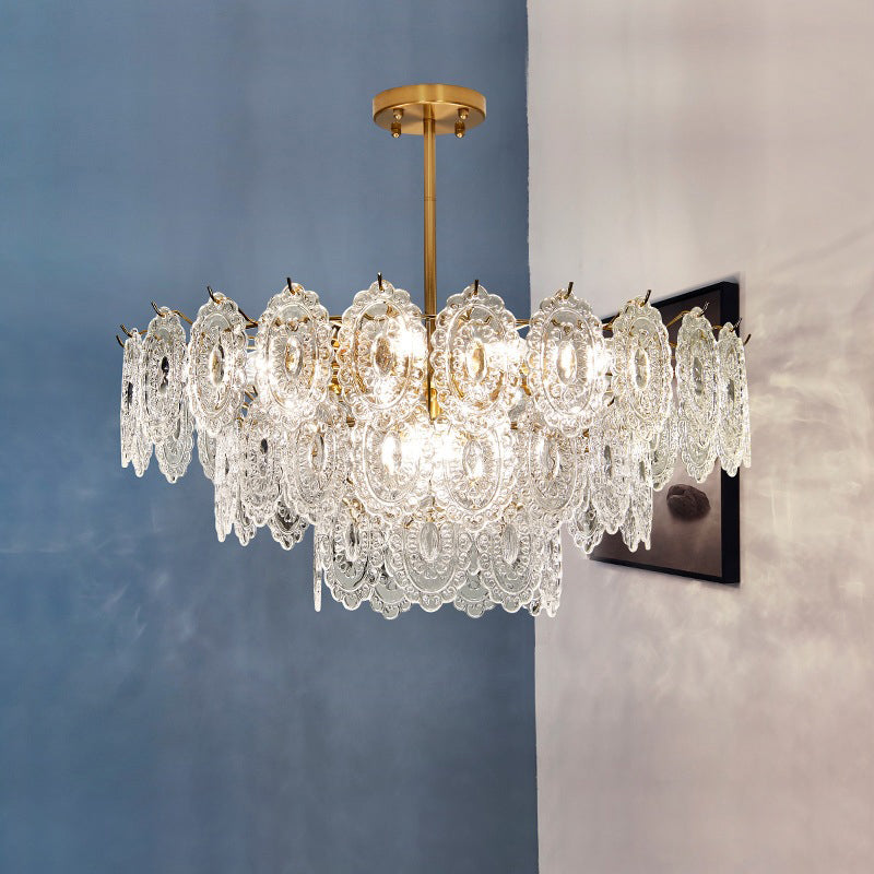 Tiered Crystal LED Chandelier in Brass