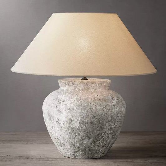 Wabi-Sabi Grey Clay Stone Table Lamp