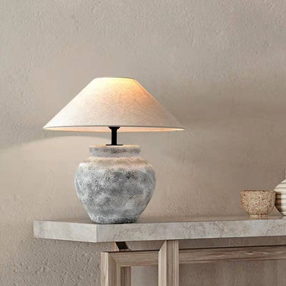 Wabi-Sabi Grey Clay Stone Table Lamp