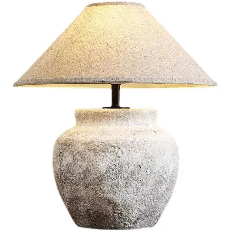Wabi-Sabi Grey Clay Stone Table Lamp