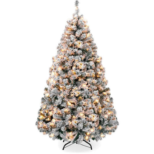 Pre-Lit Snow Flocked Christmas Tree 1.8m