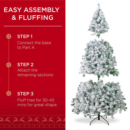 Pre-Lit Snow Flocked Christmas Tree 1.8m
