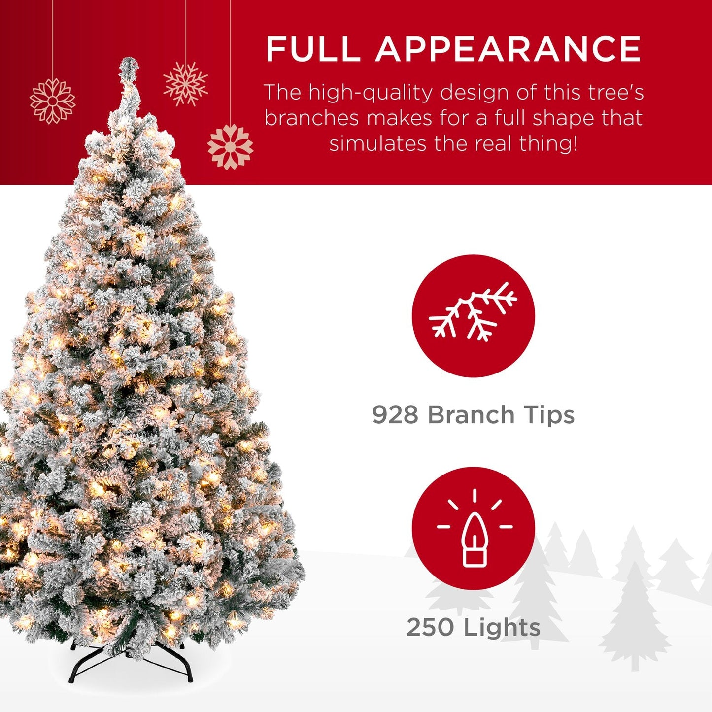 Pre-Lit Snow Flocked Christmas Tree 1.8m