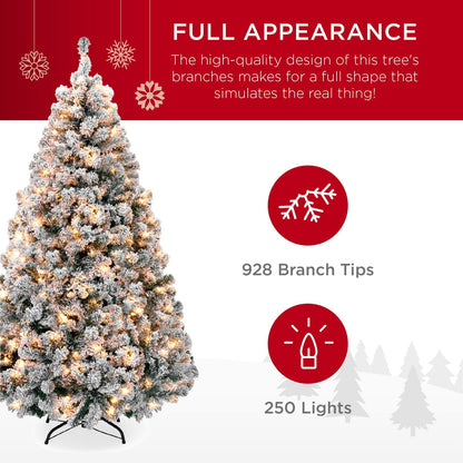 Pre-Lit Snow Flocked Christmas Tree 1.8m