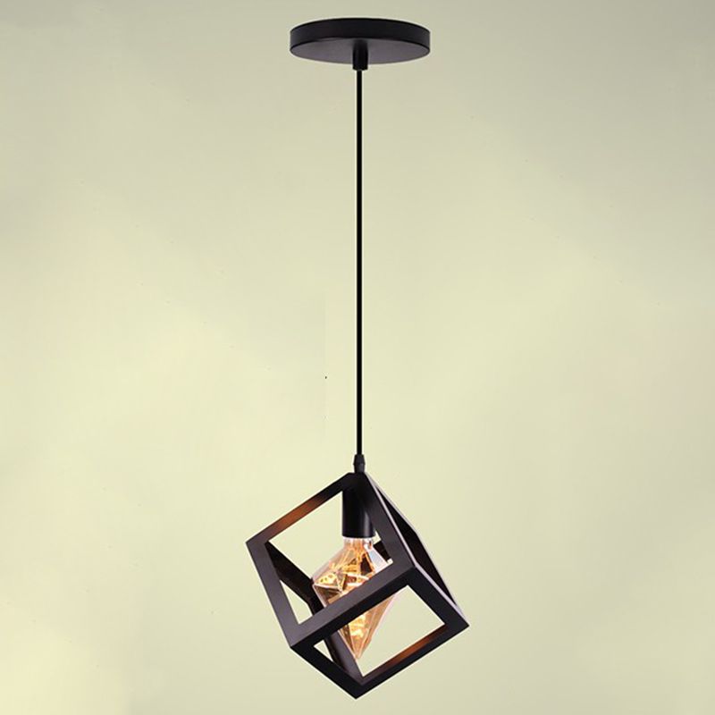 Black Minimalist Cage Pendant Light