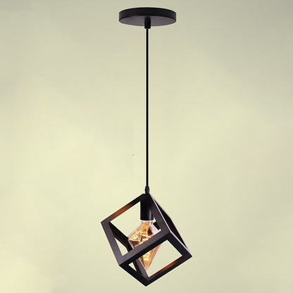 Black Minimalist Cage Pendant Light