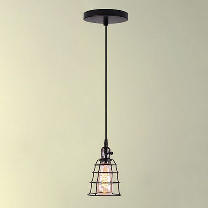 Black Minimalist Cage Pendant Light