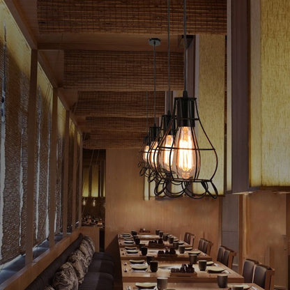 Black Minimalist Cage Pendant Light