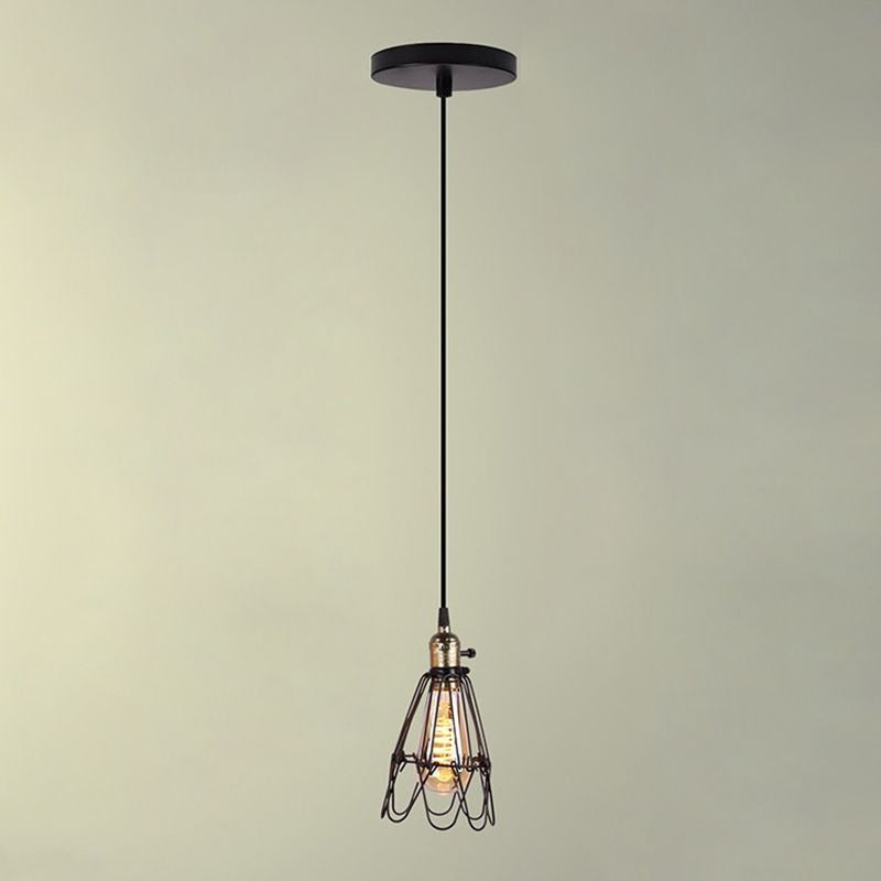 Black Minimalist Cage Pendant Light