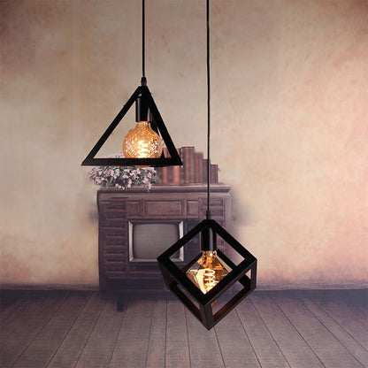 Black Minimalist Cage Pendant Light
