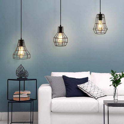 Black Minimalist Cage Pendant Light