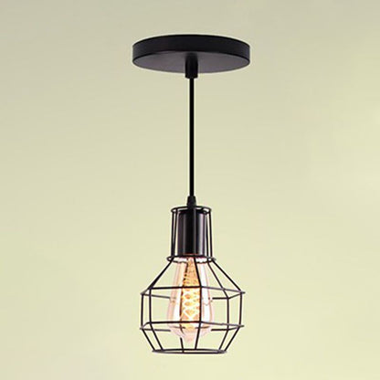 Black Minimalist Cage Pendant Light