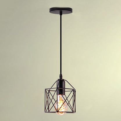 Black Minimalist Cage Pendant Light