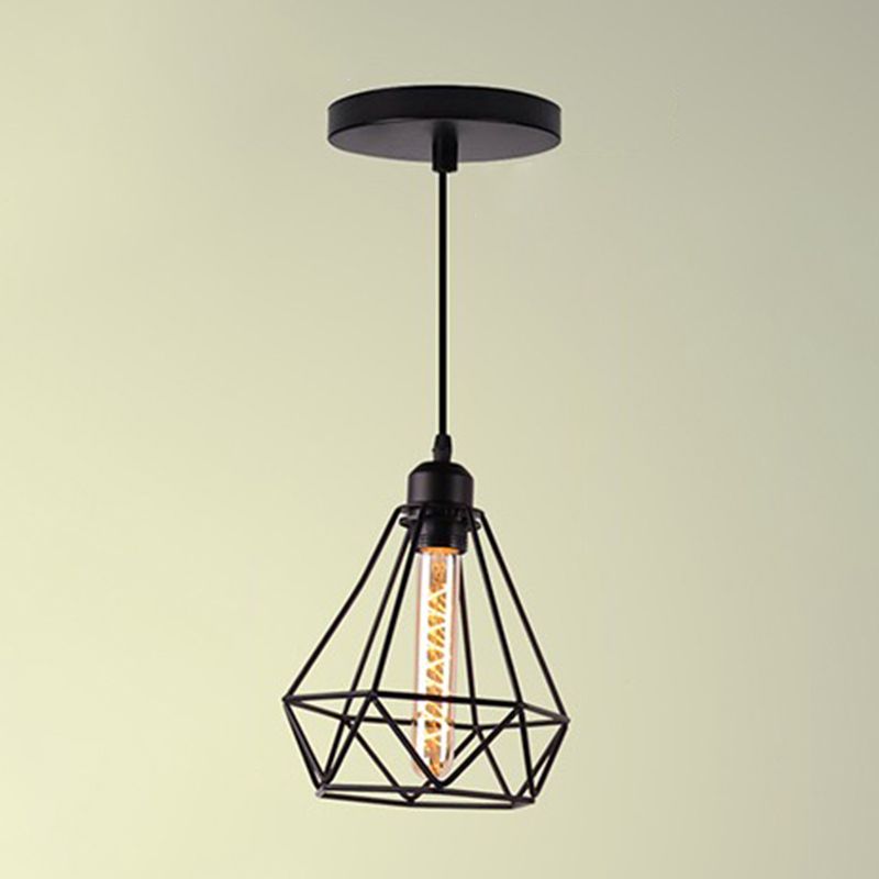 Black Minimalist Cage Pendant Light