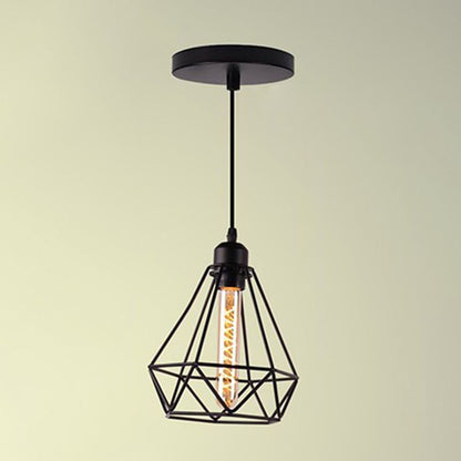 Black Minimalist Cage Pendant Light