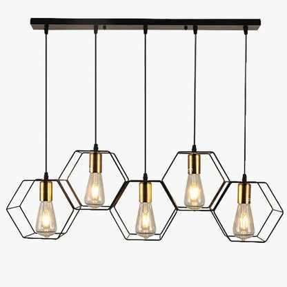 Geometric Iron Frame Chandelier in Black