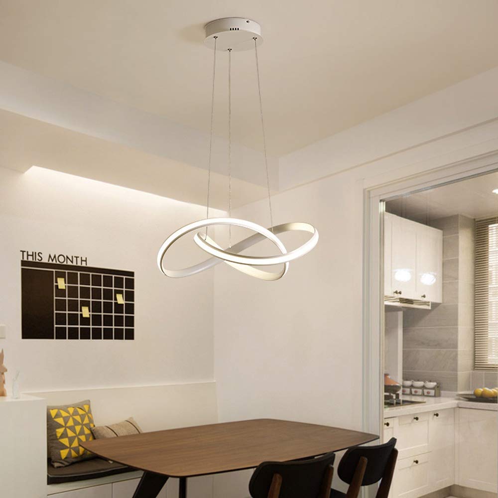 Dimmable Acrylic Ring Chandelier in White
