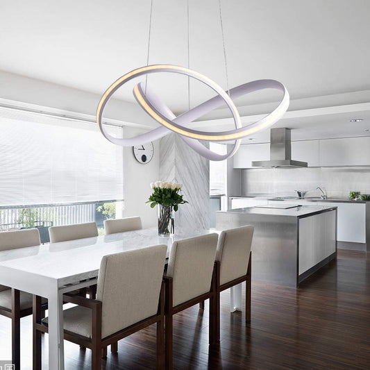 Dimmable Acrylic Ring Chandelier in White