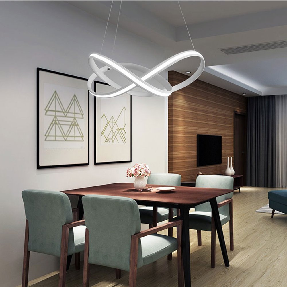 Dimmable Acrylic Ring Chandelier in White