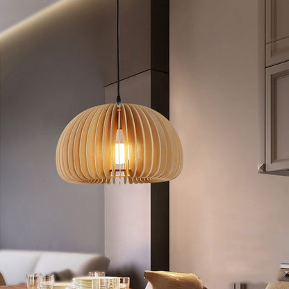 Wooden Pumpkin Farmhouse Pendant Light