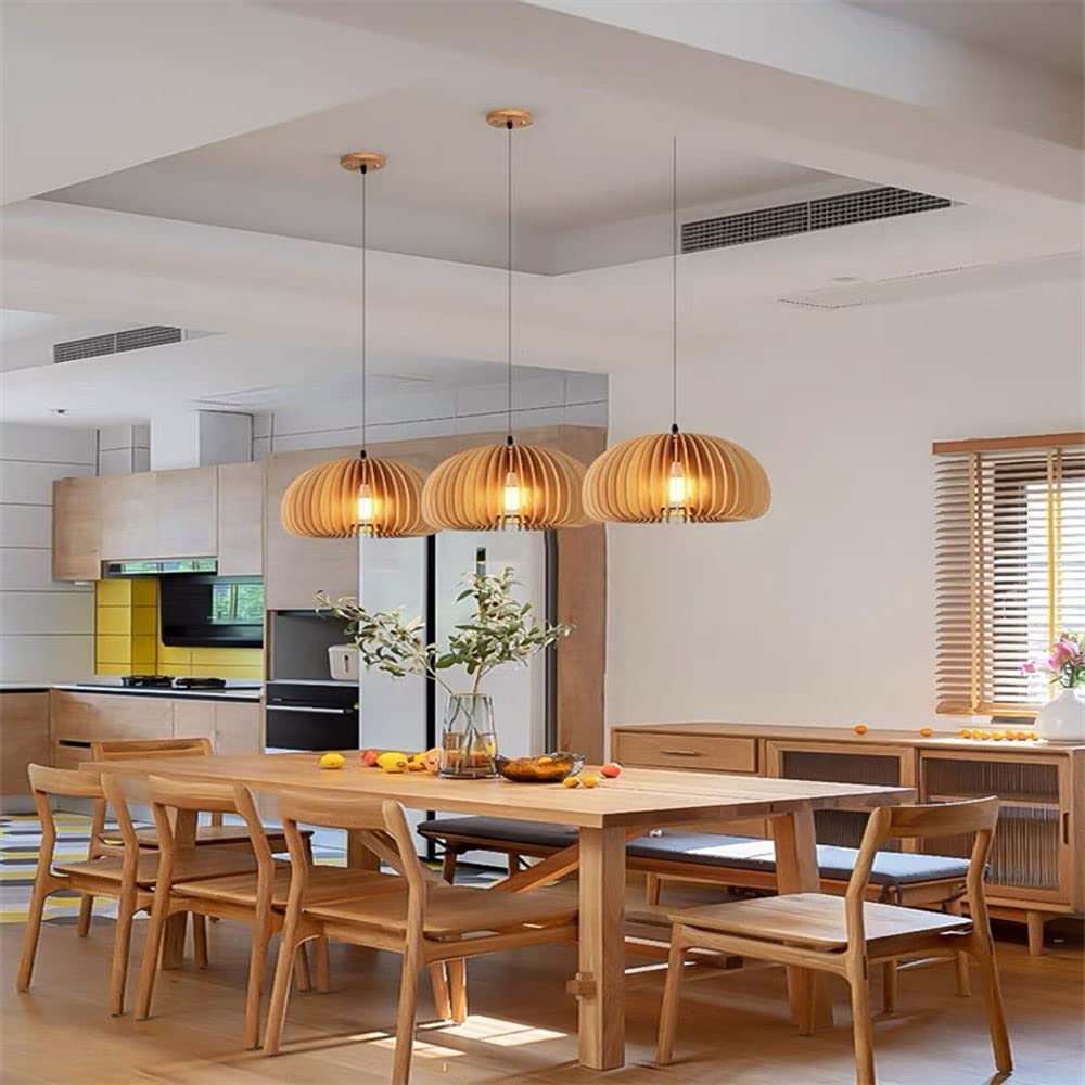 Wooden Pumpkin Farmhouse Pendant Light