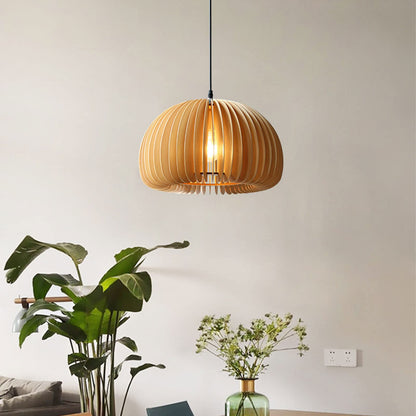 Farmhouse Chandelier Wooden Pumpkin Lamp Rustic Small Pendant Light-[Modern pendant lighting for bedroom and living space]-Demolights UK