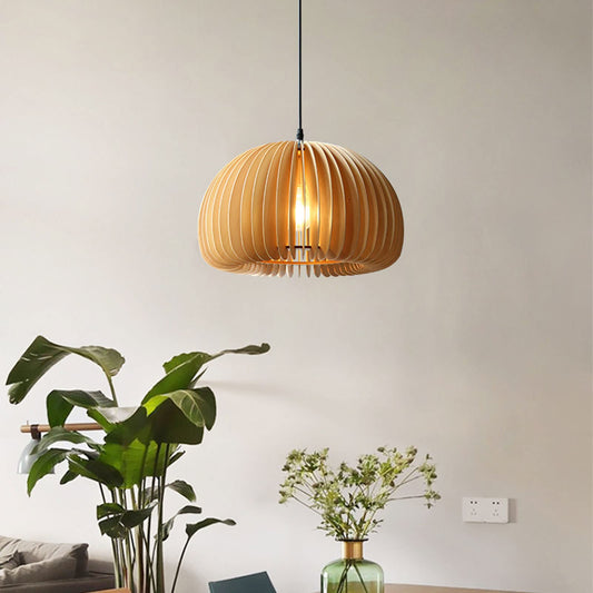 Farmhouse Chandelier Wooden Pumpkin Lamp Rustic Small Pendant Light-[Modern pendant lighting for bedroom and living space]-Demolights UK