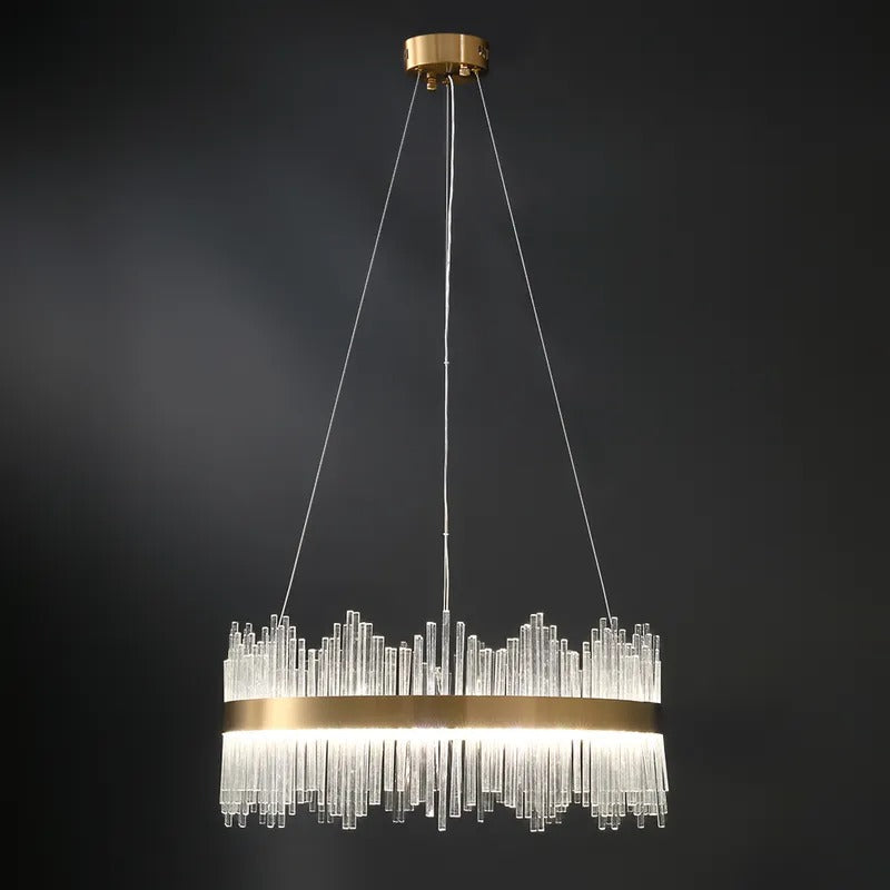 Crystal Wave Chandelier in Brushed Gold