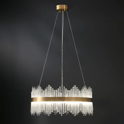 Crystal Wave Chandelier in Brushed Gold