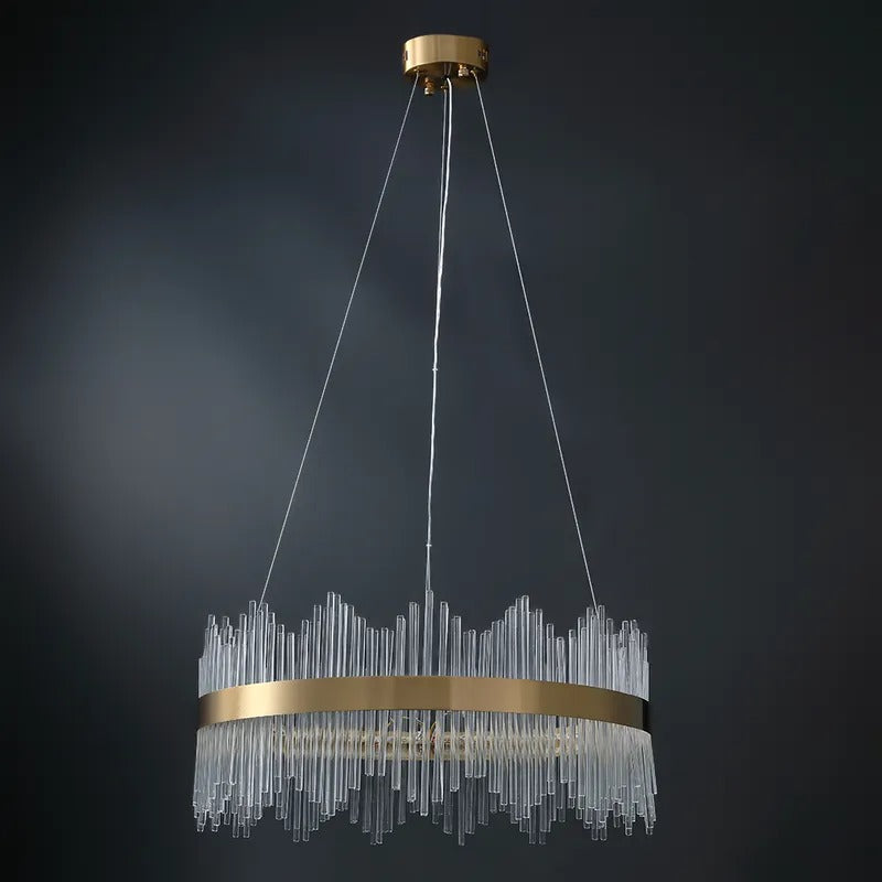 Crystal Wave Chandelier in Brushed Gold