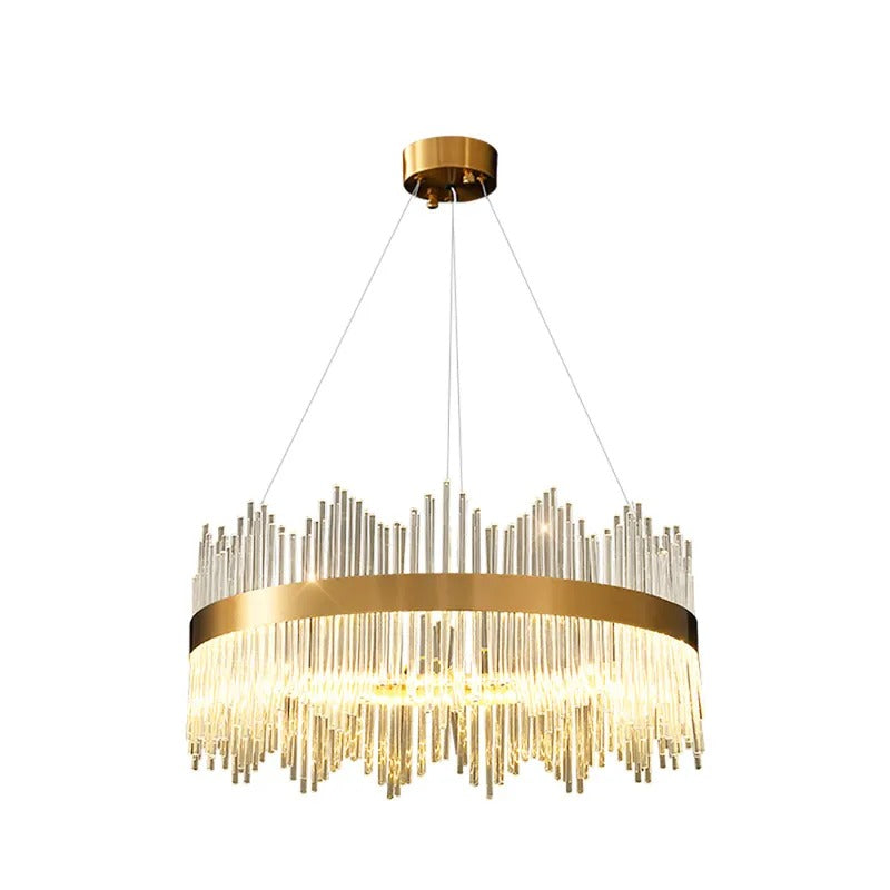 Crystal Wave Chandelier in Brushed Gold