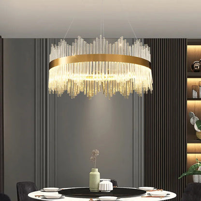 Crystal Wave Chandelier in Brushed Gold