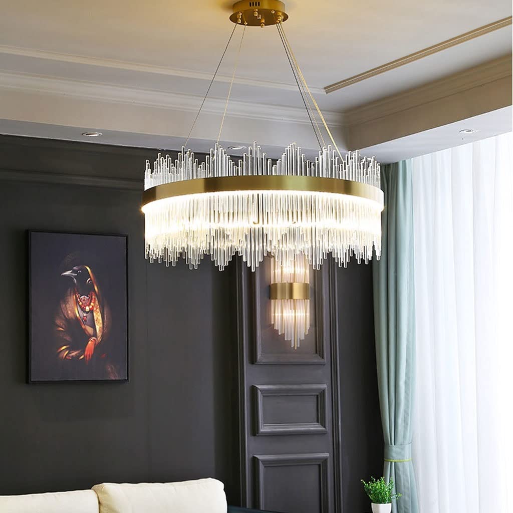 Crystal Wave Chandelier in Brushed Gold