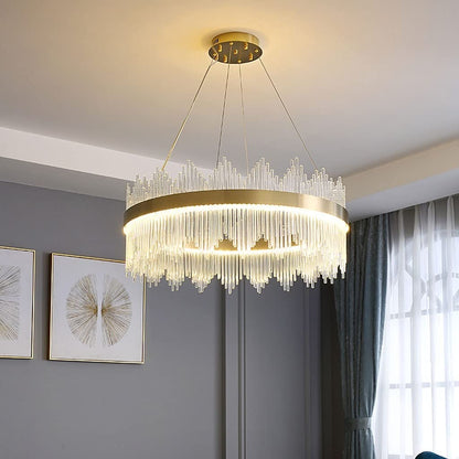 Crystal Wave Chandelier in Brushed Gold