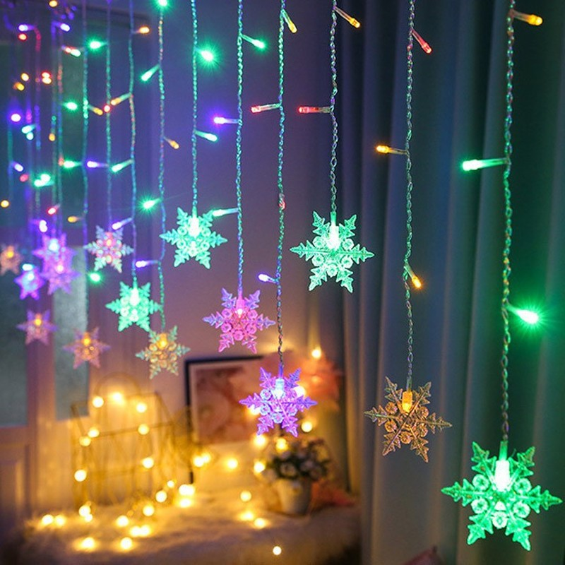 LED Snowflake Curtain String Lights