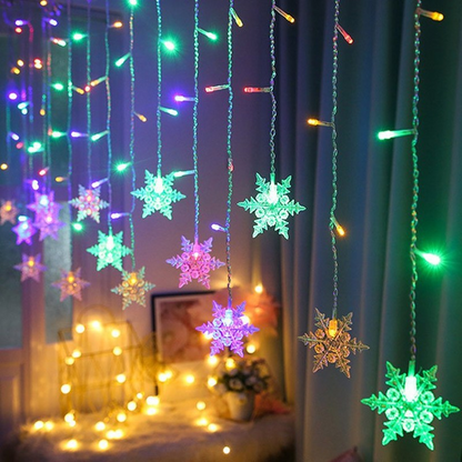 LED Snowflake Curtain String Lights