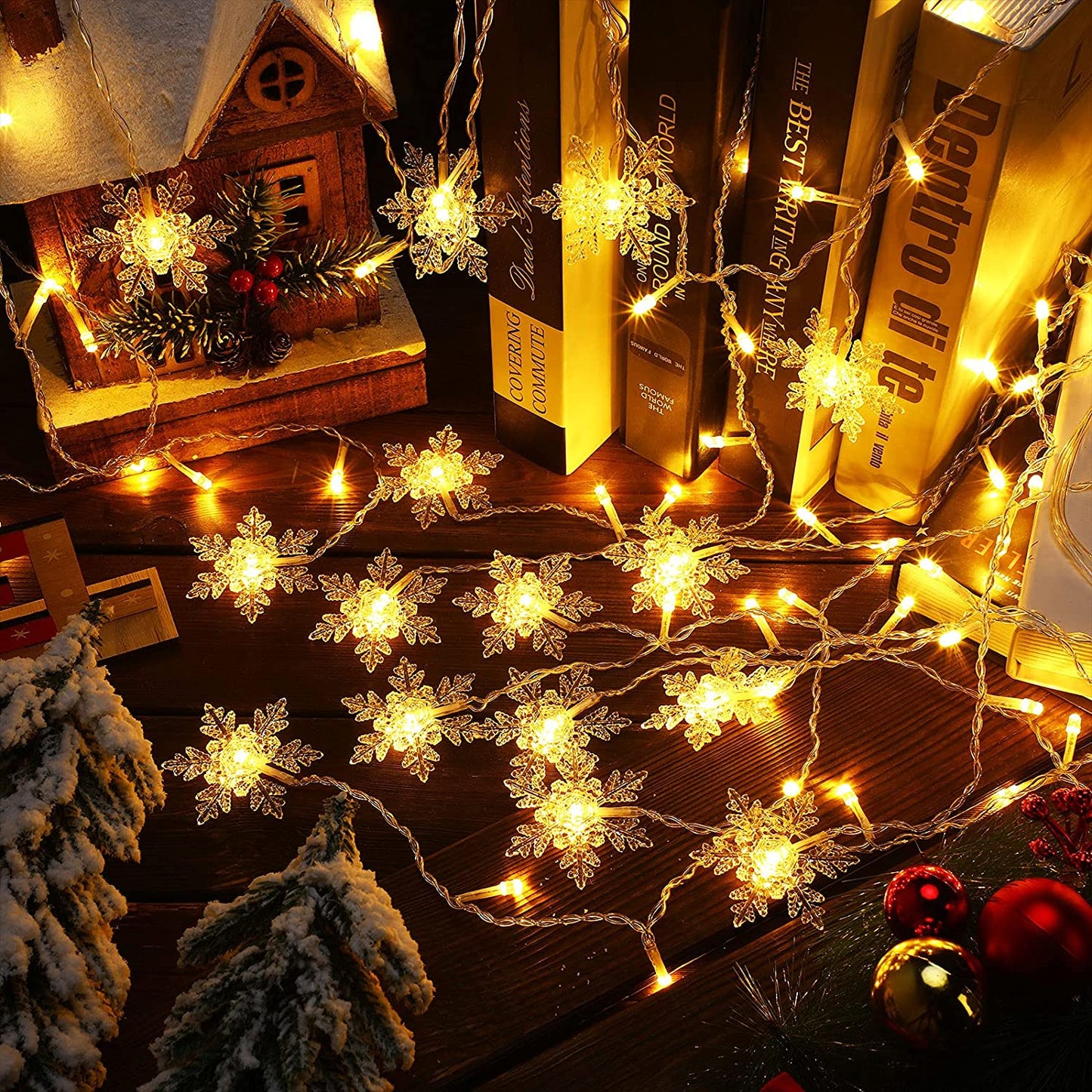 LED Snowflake Curtain String Lights