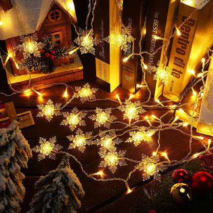 LED Snowflake Curtain String Lights