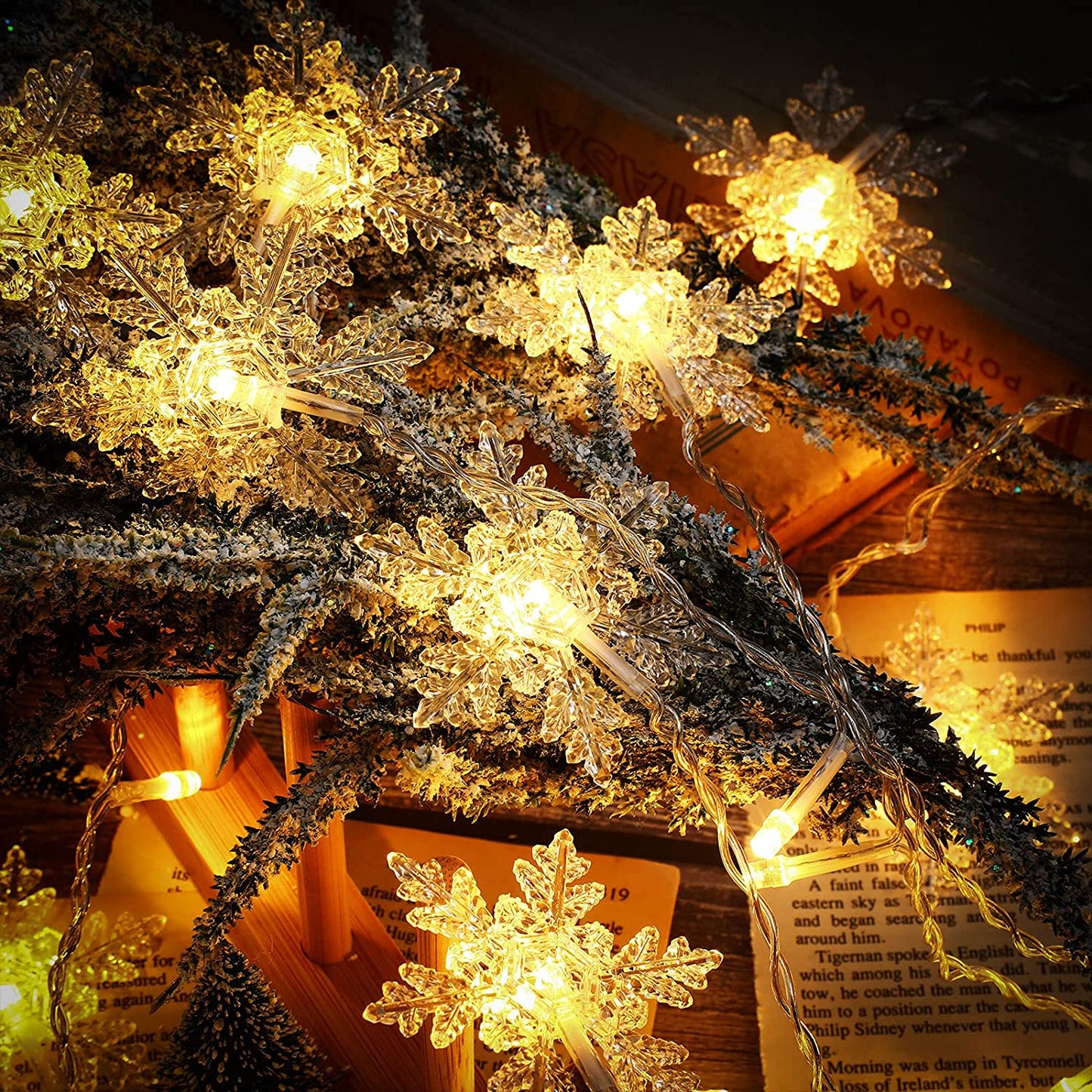 LED Snowflake Curtain String Lights