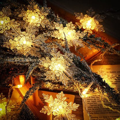 LED Snowflake Curtain String Lights