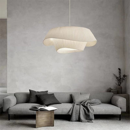 Layered Wavy Pleated Fabric Pendant