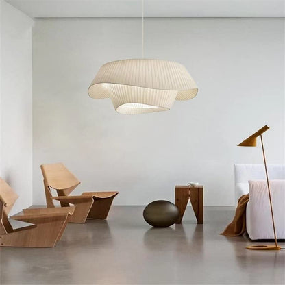 Layered Wavy Pleated Fabric Pendant