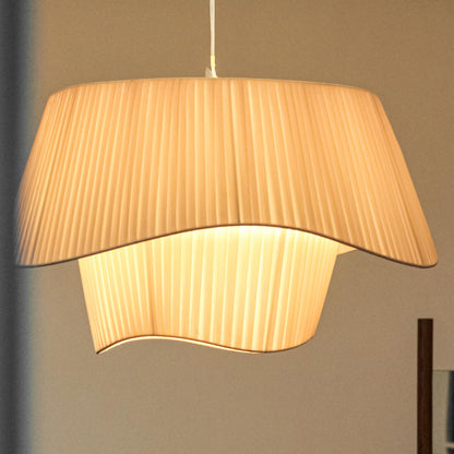 Layered Wavy Pleated Fabric Pendant