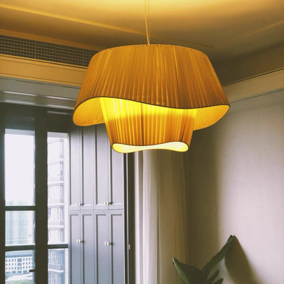 Layered Wavy Pleated Fabric Pendant