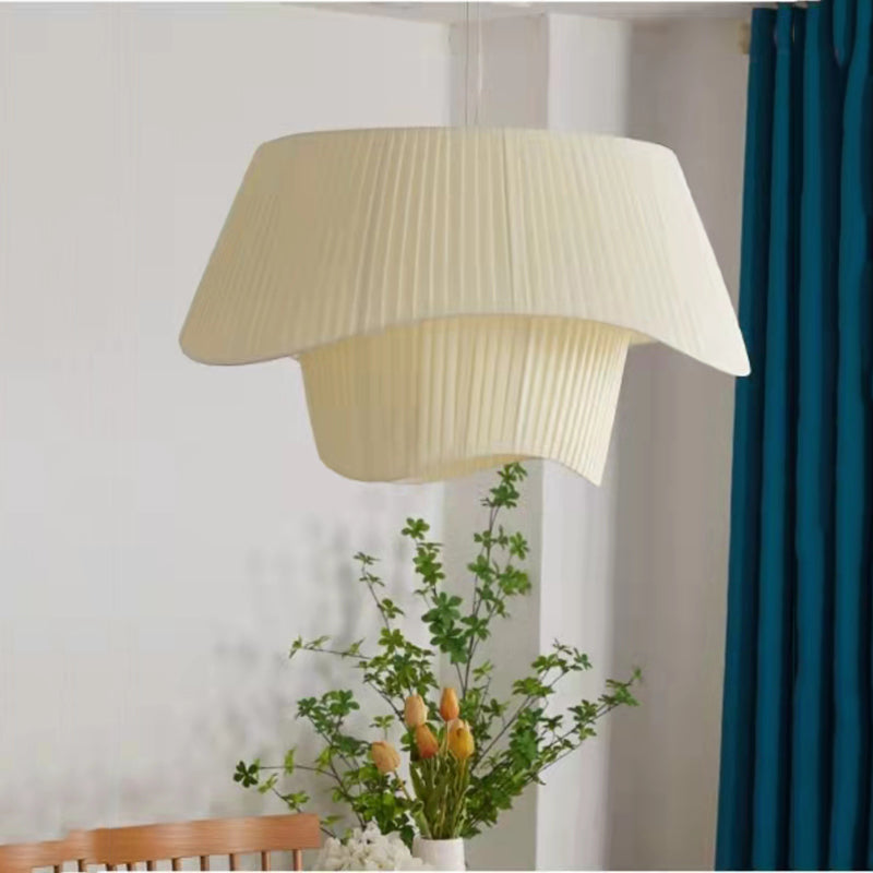 Layered Wavy Pleated Fabric Pendant