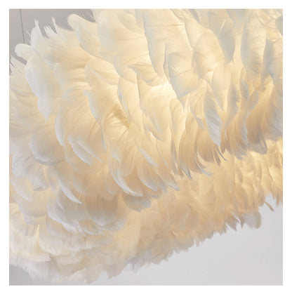 White Feather Ring Chandelier