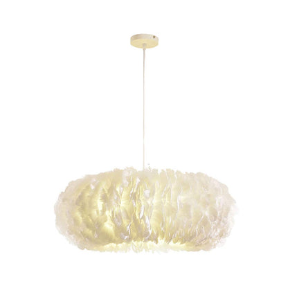 White Feather Ring Chandelier