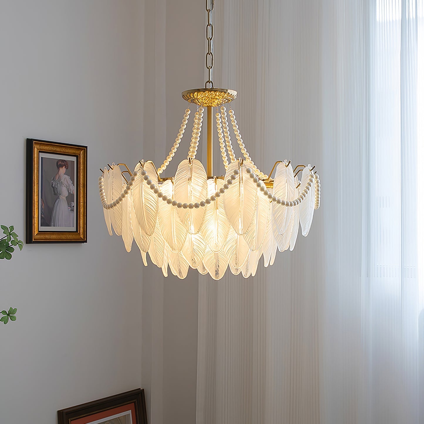 Tiered Crystal Feather Chandelier